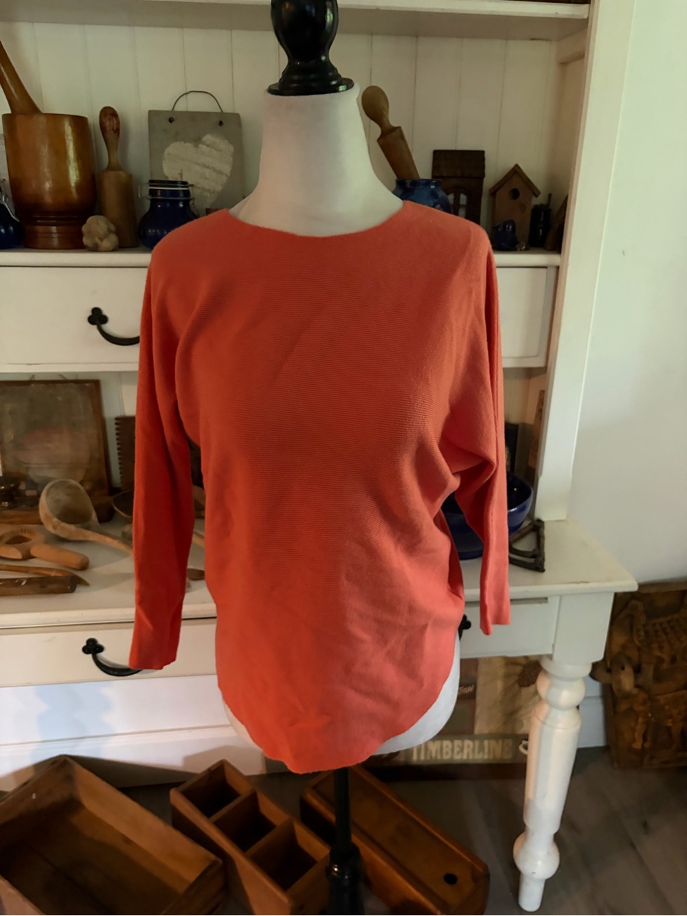 Vila Milano Women’s Coral Long Sleeve Boatneck Top